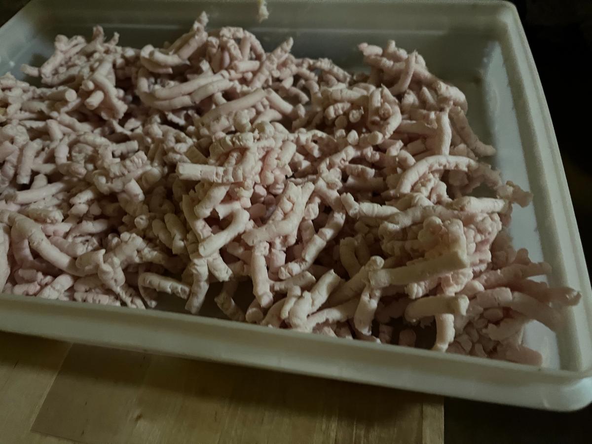 Ground pork fat for sausage