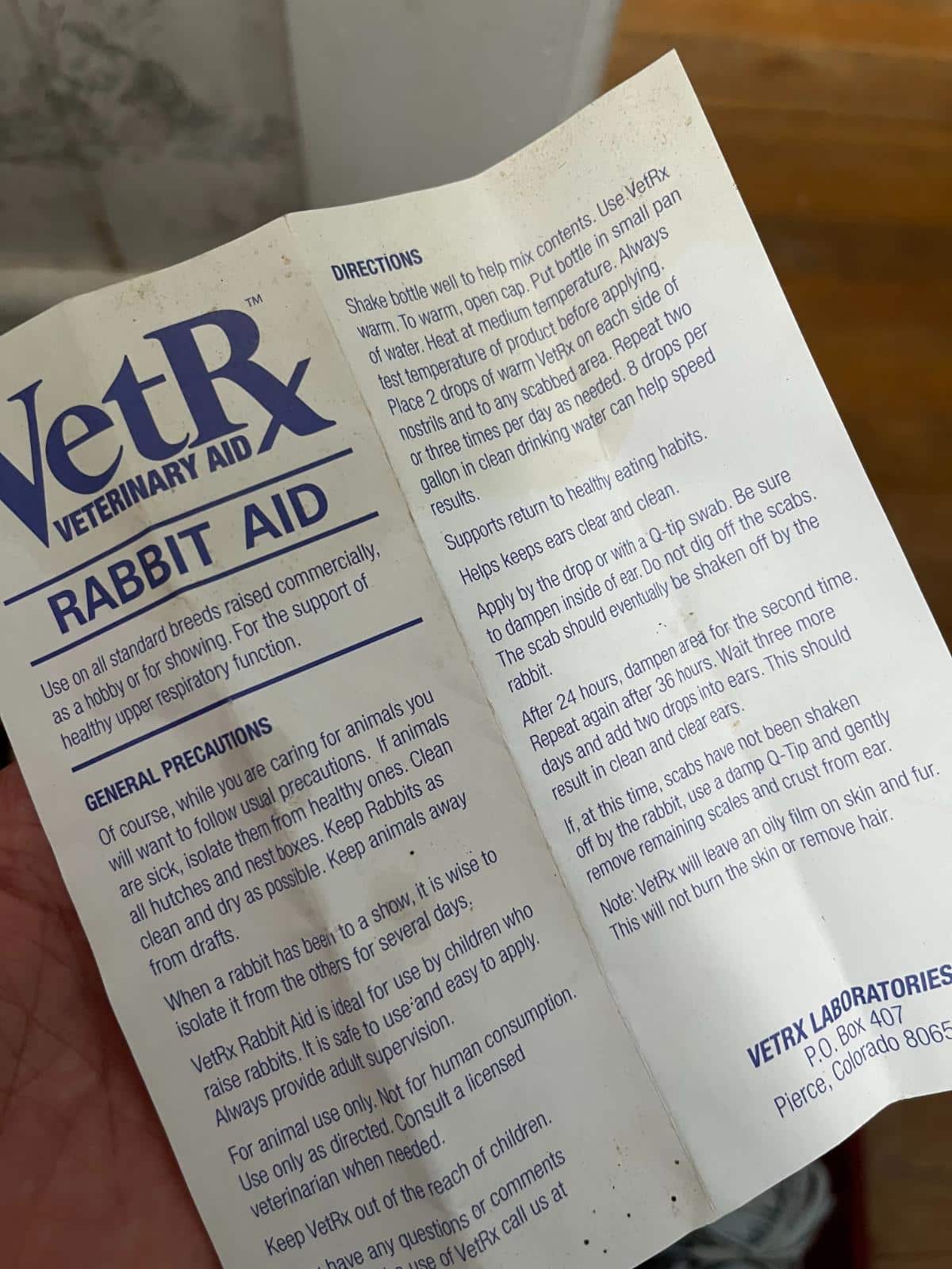 Rabbits VetRx packaging label