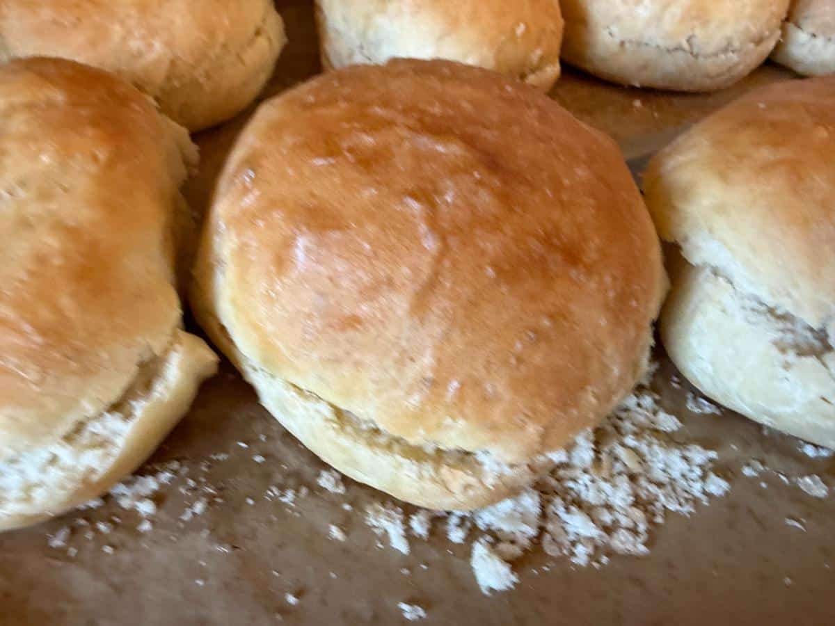Fresh baked bread rolls for pulled rabbit sandwiches