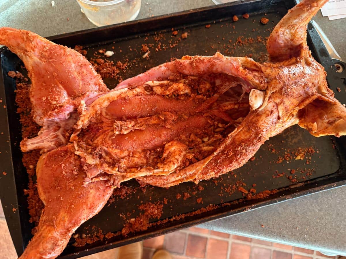 Dry rubbed whole rabbit
