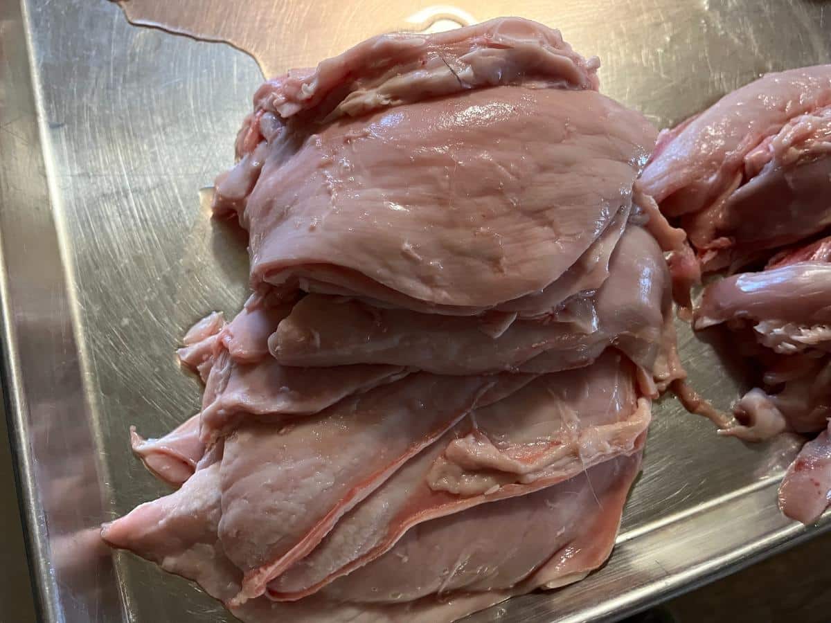 Pile of rabbit belly flaps