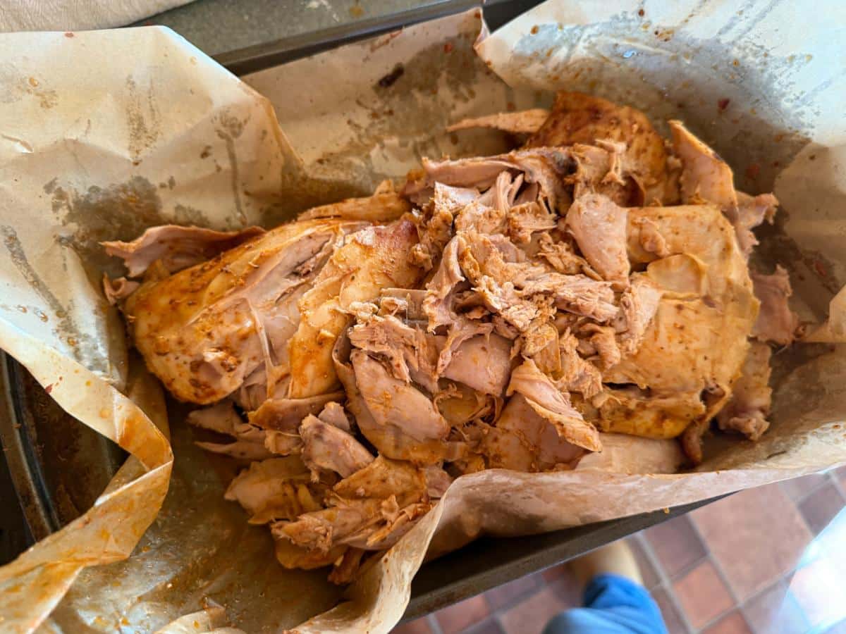 Smoked, brined rabbit meat
