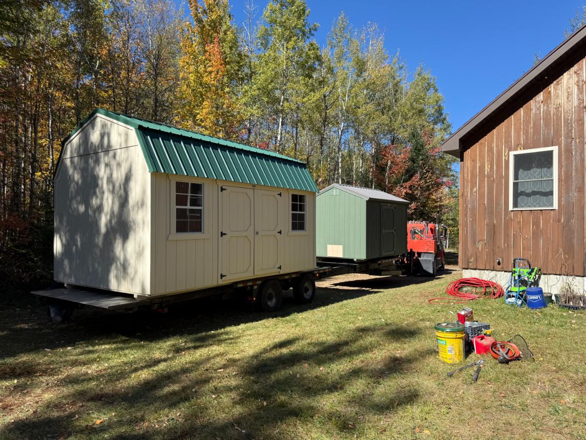 Delivering prefabricated sheds for meat rabbit housing
