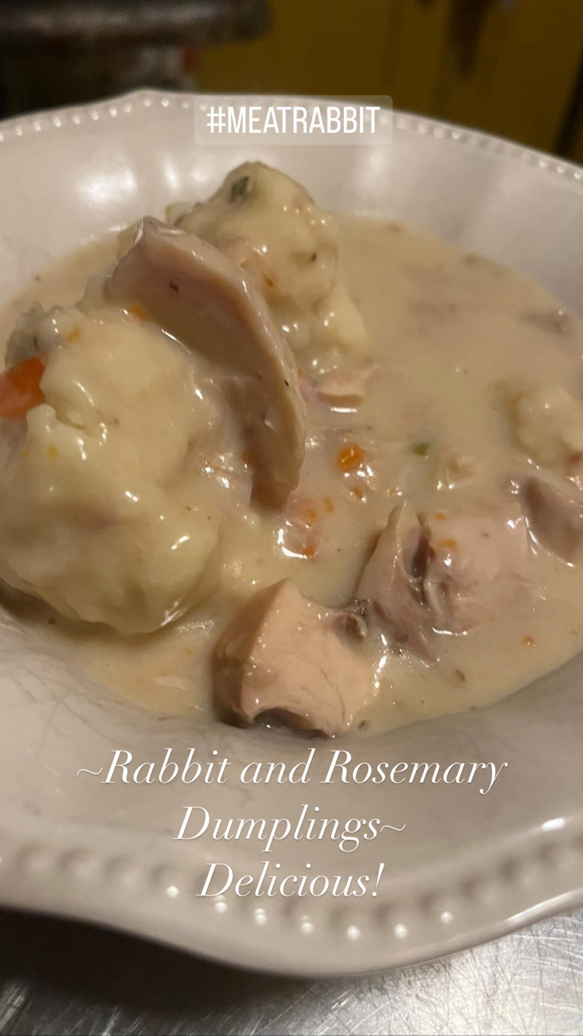 Rosemary garlic rabbit dumplings