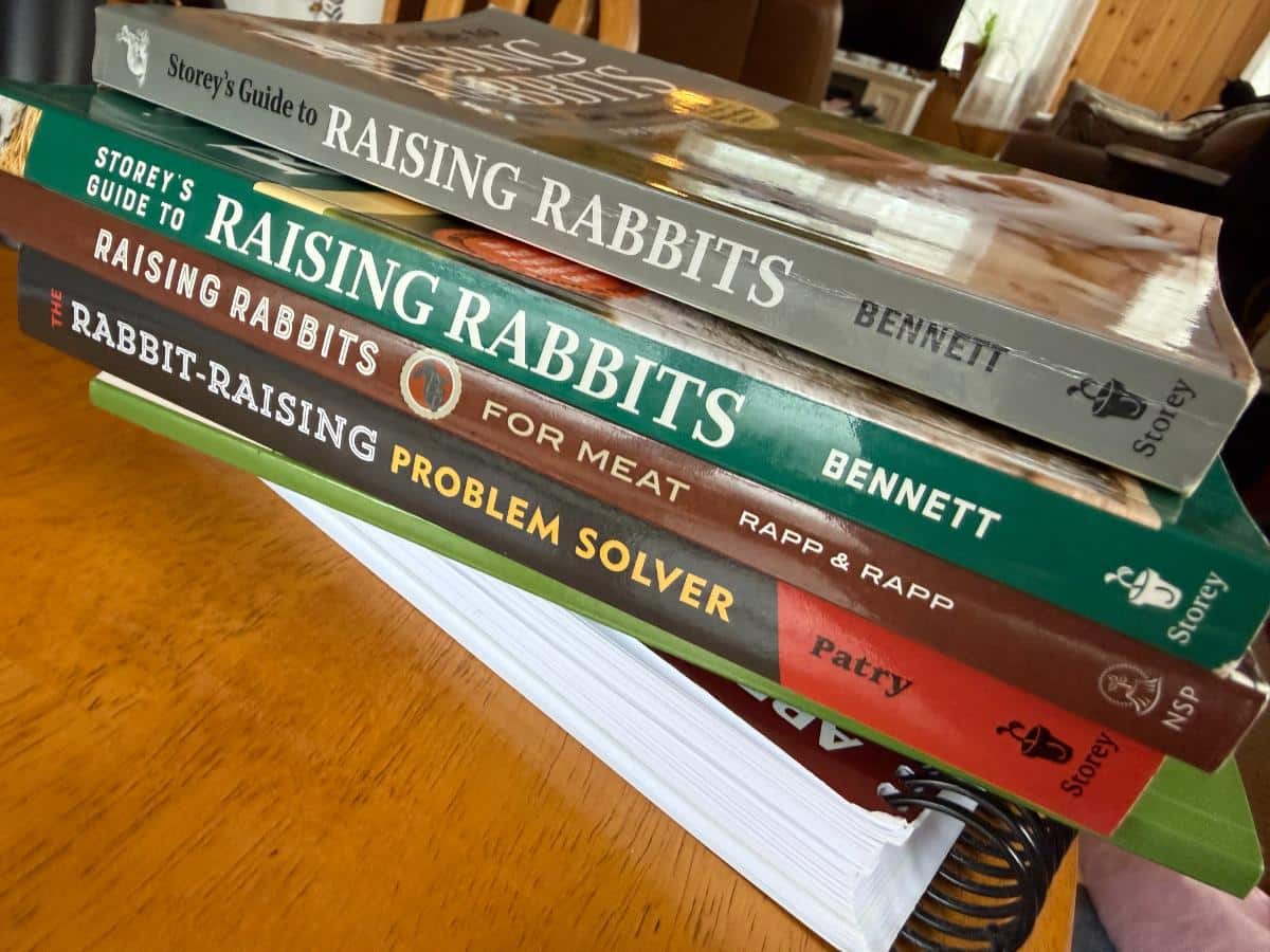 Stack of meat rabbit reference books, recommended reading
